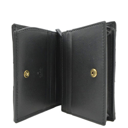 Gucci Marmont GG Matelasse Leather Card Case Wallet Black 466492