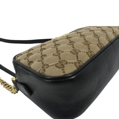 GUCCI Marmont Small Monogram Canvas Crossbody Camera Bag Beige 447632