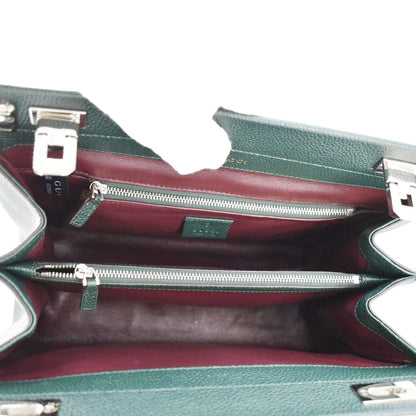 GUCCI Zumi Small Leather Top Handle Shoulder Bag Green