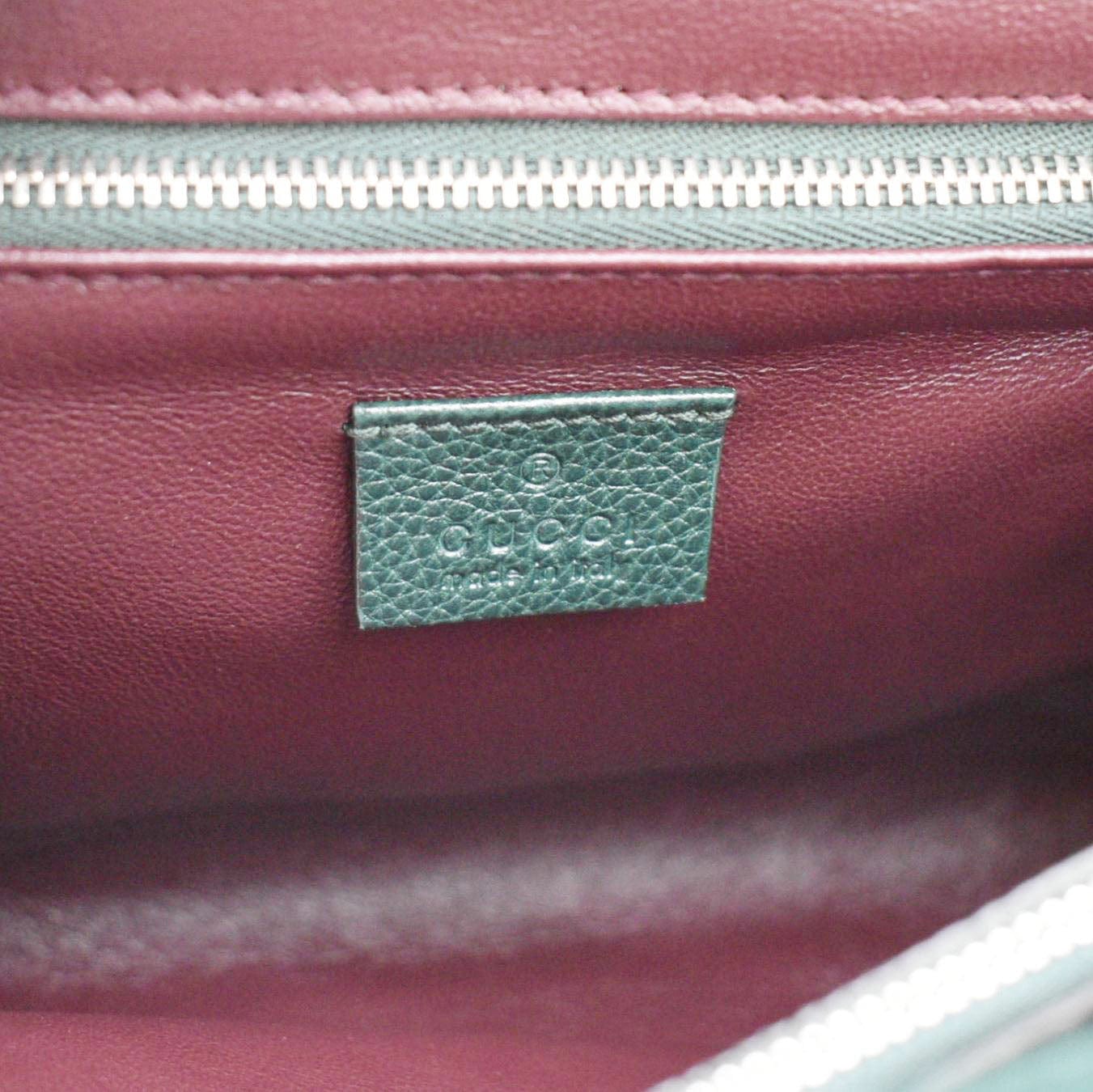 GUCCI Zumi Small Leather Top Handle Shoulder Bag Green