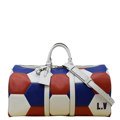 LOUIS VUITTON Keepall 50 FIFA Cup Bandouliere Leather Travel Bag Multicolor