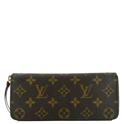 LOUIS VUITTON Clemence Monogram Canvas Zippy Wallet Brown