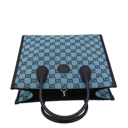 GUCCI Interlocking GG Supreme Canvas Tote Bag Blue 659983