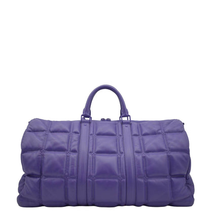 LOUIS VUITTON Keepall 45 Bandouliere Puffy Damier Leather Travel Bag Violet