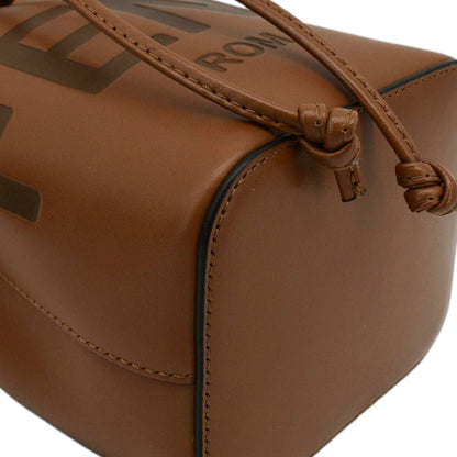 FENDI Mon Tresor Leather Bucket Hobo Bag Brown