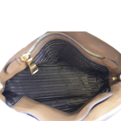 PRADA Vitello Daino Leather Tote Bag Brown