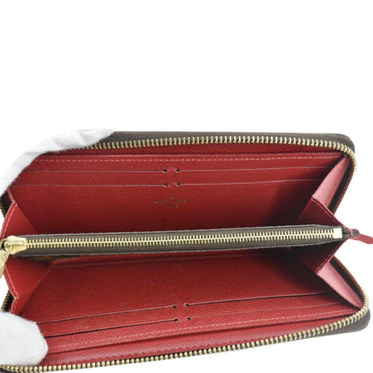 LOUIS VUITTON Clemence Damier Ebene Zippy Wallet Brown