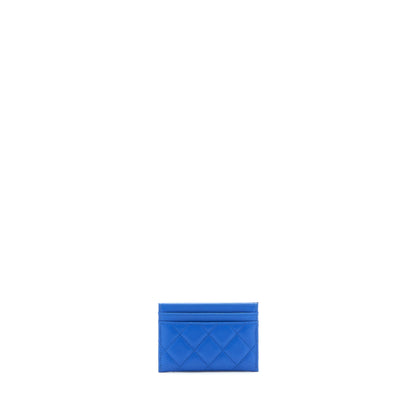 Chanel Classic CC Card Holder Lambskin Blue SHW