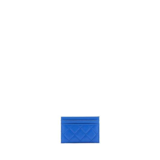 Chanel Classic CC Card Holder Lambskin Blue SHW