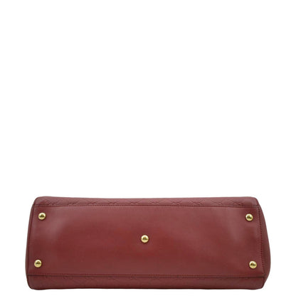 GUCCI Large Soft Signature Leather Chain Shoulder Tote Bag Red 453771