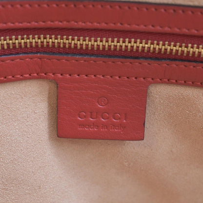GUCCI Large Soft Signature Leather Chain Shoulder Tote Bag Red 453771