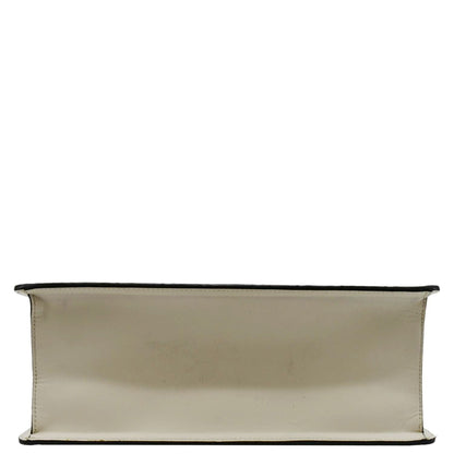 GUCCI Sylvie Medium GG Signature Leather Top Handle Shoulder Bag Off White 431665