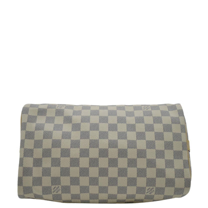 LOUIS VUITTON Speedy 30 Bandouliere Damier Azur Shoulder Bag White