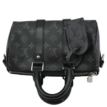 LOUIS VUITTON Keepall 25 Bandouliere Monogram Eclipse Reverse Canvas Crossbody Bag Black