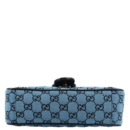 GUCCI GG Marmont Small Matelasse Canvas Shoulder Bag Blue 443497