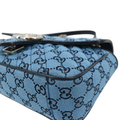 GUCCI GG Marmont Small Matelasse Canvas Shoulder Bag Blue 443497