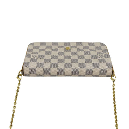 LOUIS VUITTON Felicie Pochette Damier Azur Crossbody Bag Rose Ballerine