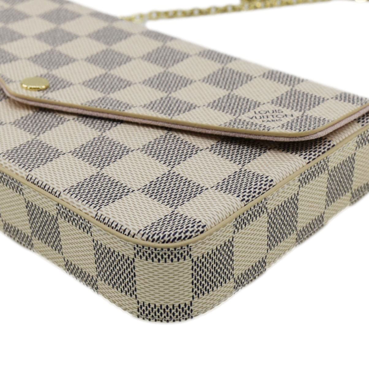 LOUIS VUITTON Felicie Pochette Damier Azur Crossbody Bag Rose Ballerine