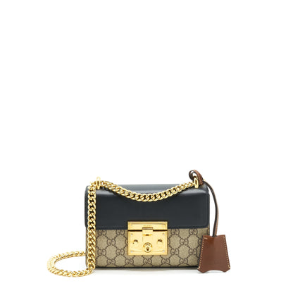 Gucci Small Padlock Shoulder Bag GG Supreme Canvas / Black