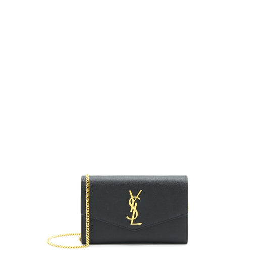 Saint Laurent/YSL Envelop Small Crossbody Bag Grained Calfskin Black GHW