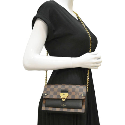 LOUIS VUITTON Vavin PM Damier Ebene Chain Crossbody Bag Black