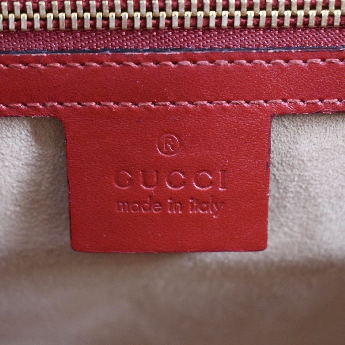 GUCCI Padlock GG Leather Shoulder Bag Red 409486