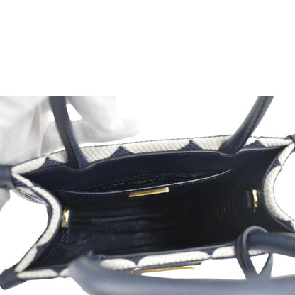 PRADA Triangolo Mini Jacquard Symbole Tote Crossbody Bag Navy Blue