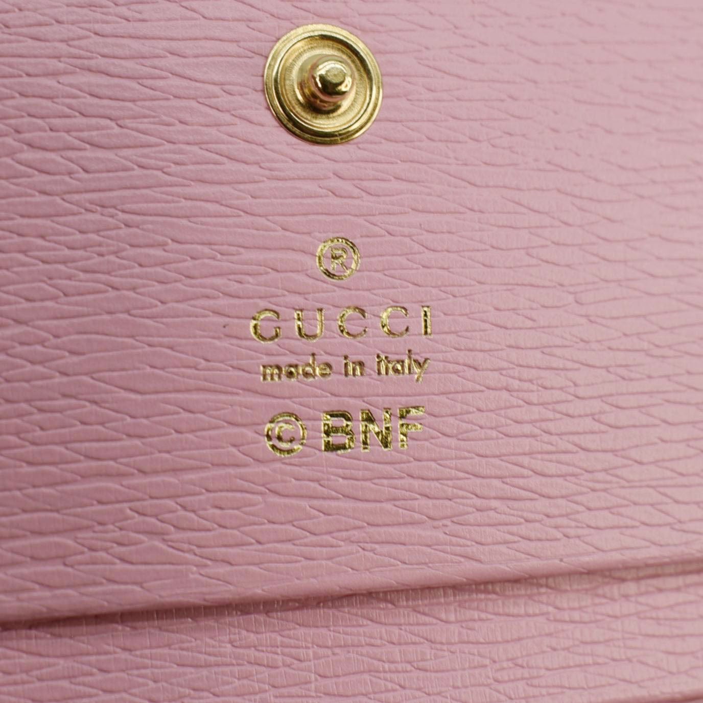 GUCCI  Bananya Print Leather Card Case Holder Pink 701009