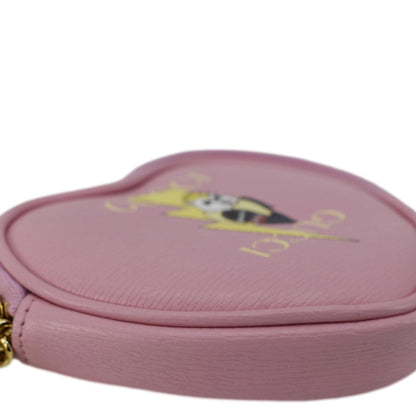 Gucci Bananya Heart Print Leather Coin Case Pink 701062