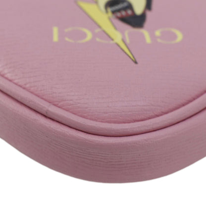 Gucci Bananya Heart Print Leather Coin Case Pink 701062