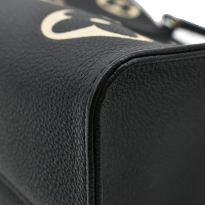 LOUIS VUITTON Onthego MM Giant Bicolor Monogram Empreinte Leather Tote Shoulder Bag Black