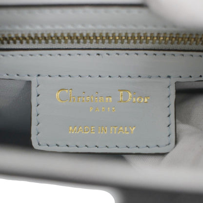 CHRISTIAN DIOR Saddle Smooth Calfskin Leather Satchel Bag Placid Blue
