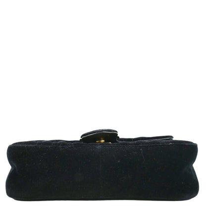 GUCCI GG Marmont Velvet Crossbody Bag Black 446744
