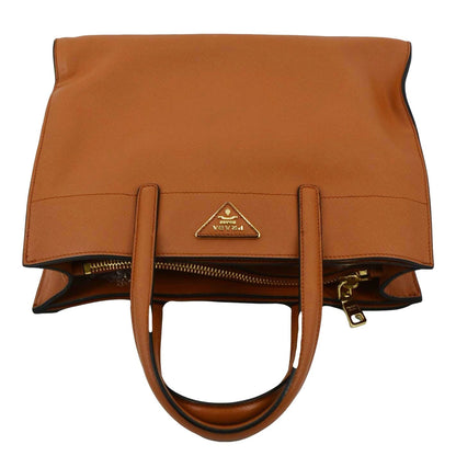 PRADA Saffiano Leather Top Handle Satchel Bag Orange