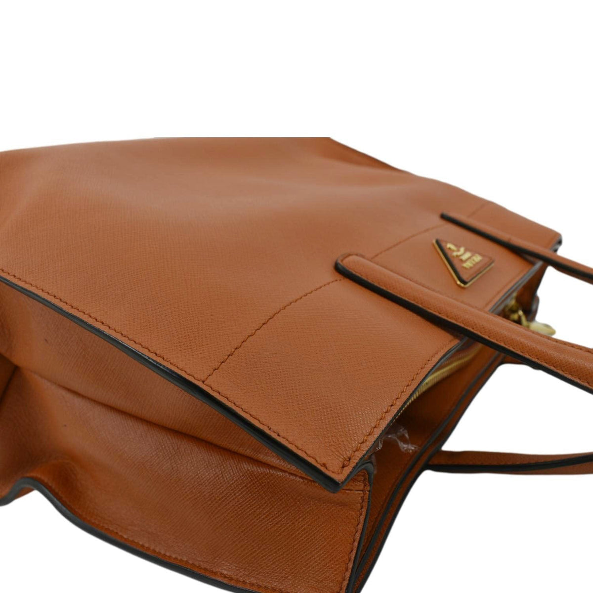 PRADA Saffiano Leather Top Handle Satchel Bag Orange