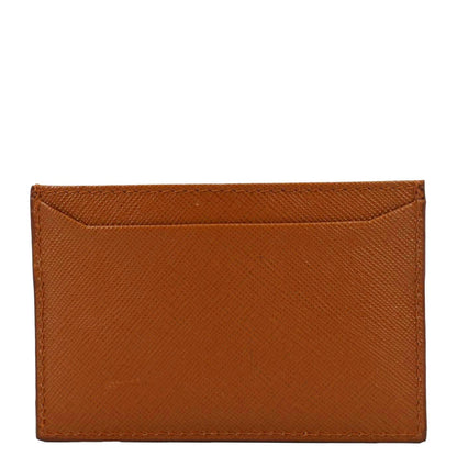 PRADA Saffiano Leather Card Holder Wallet Orange