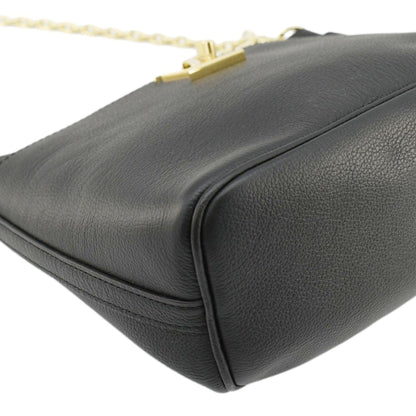 LOUIS VUITTON Lock and Walk Lockme Leather Bucket Shoulder Bag Black