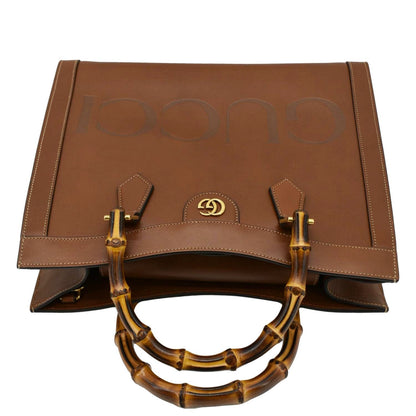 GUCCI Diana Medium Leather Top Handle Shoulder Bag Brown 655658