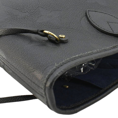 LOUIS VUITTON Neverfull MM Empreinte Leather Tote Shoulder Bag Black