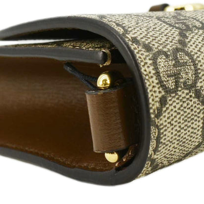 GUCCI Horsebit 1955 Small GG Supreme Canvas Shoulder Bag Beige 677286