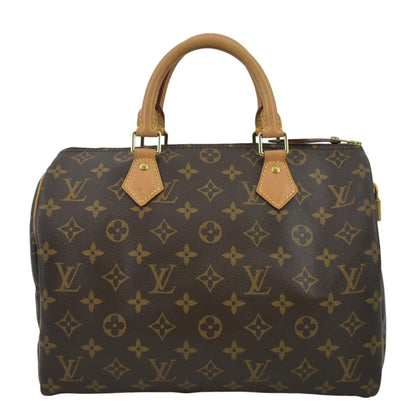 LOUIS VUITTON Speedy 30 Monogram Canvas Satchel Bag Brown