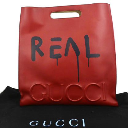 GUCCI Ghost Real Large XL Leather Tote Bag Red 415883