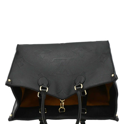 LOUIS VUITTON Onthego MM Giant Monogram Empreinte Leather Tote Bag Black