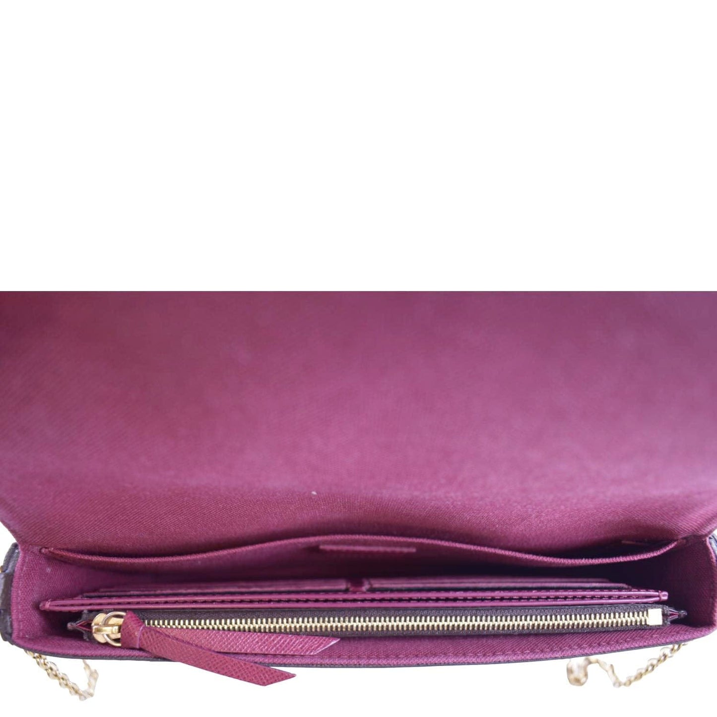 LOUIS VUITTON Felicie Monogram Canvas Pochette Crossbody Bag Brown