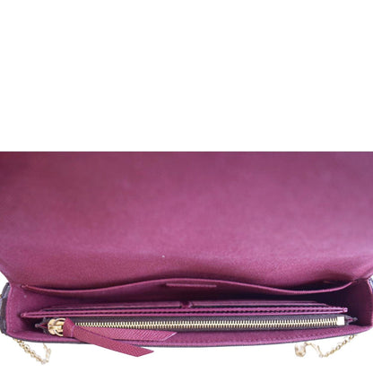LOUIS VUITTON Felicie Monogram Canvas Pochette Crossbody Bag Brown