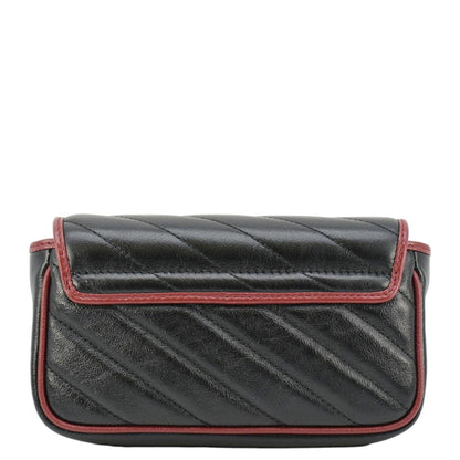 GUCCI GG Marmont Tourchon Mini Matelasse Leather Shoulder Crossbody Bag Black 574969