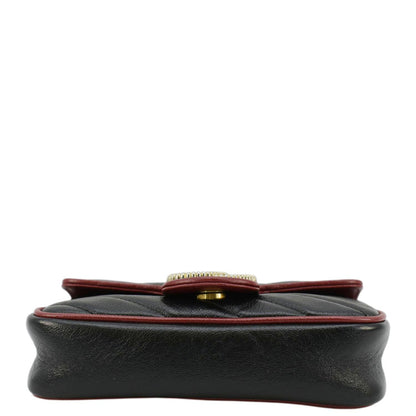 GUCCI GG Marmont Tourchon Mini Matelasse Leather Shoulder Crossbody Bag Black 574969