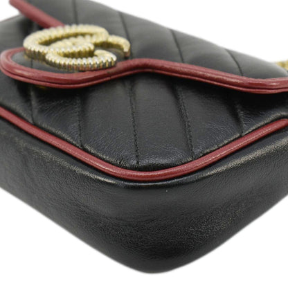 GUCCI GG Marmont Tourchon Mini Matelasse Leather Shoulder Crossbody Bag Black 574969