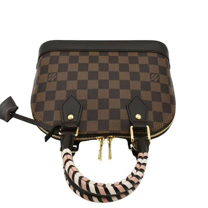 LOUIS VUITTON Braided Alma BB Damier Ebene Satchel Bag Brown