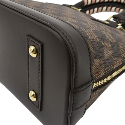 LOUIS VUITTON Braided Alma BB Damier Ebene Satchel Bag Brown